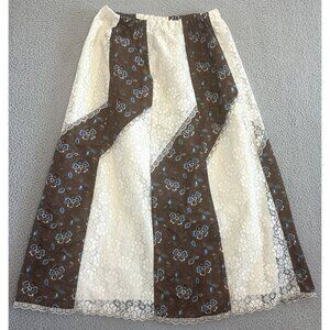 Vintage 70s Maxi Skirt Floral‎ Lace Prairie Western Cottage